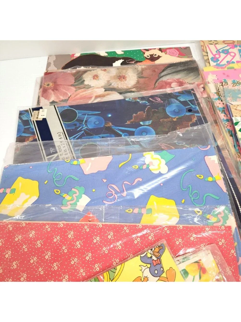 Lot 90+ Single Flat Fold Gift Wrap Scrapbooking Paper Various Theme 1960-1990